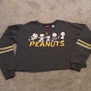 Charlie Brown sweat shirt raw edge crop in euc